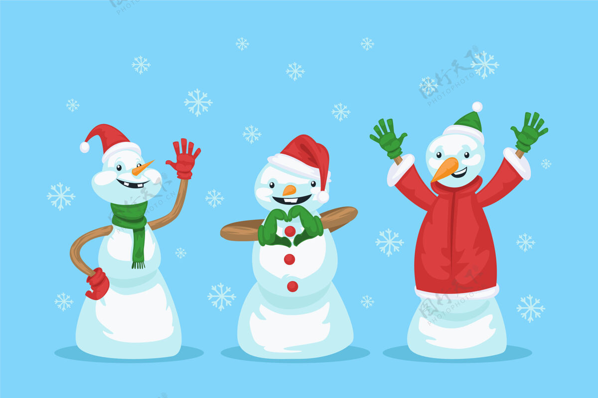 圣诞老人穿着红绿衣服的快乐雪人圣诞节雪衣服
