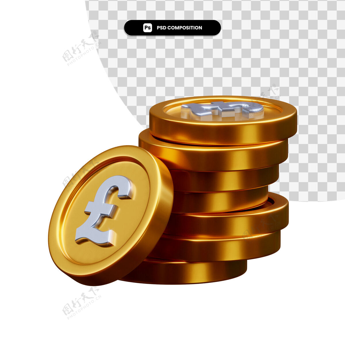 3d一堆金币在3d渲染隔离硬币金融渲染