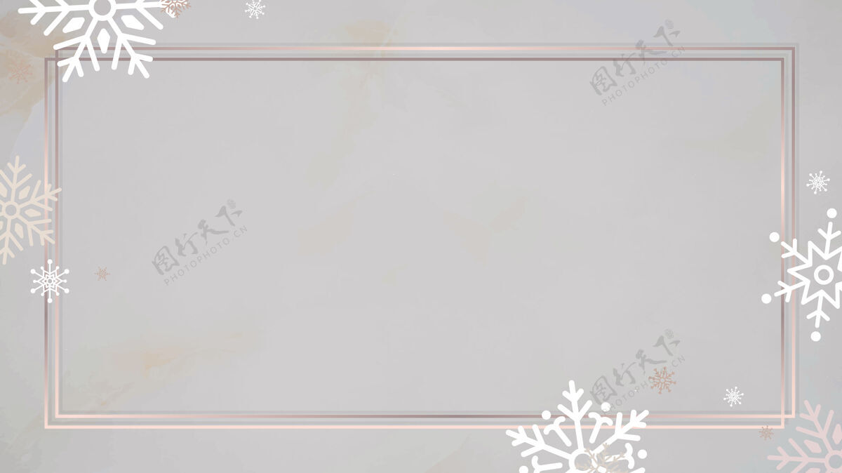 平面金色矩形框背景雪传统装饰