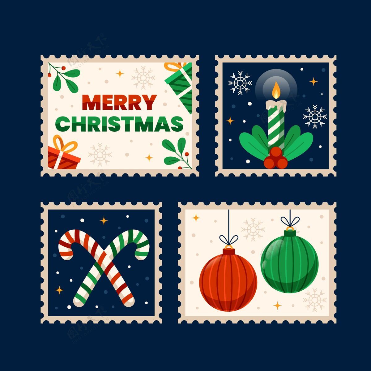 事件平面设计圣诞集邮平面欢乐设计