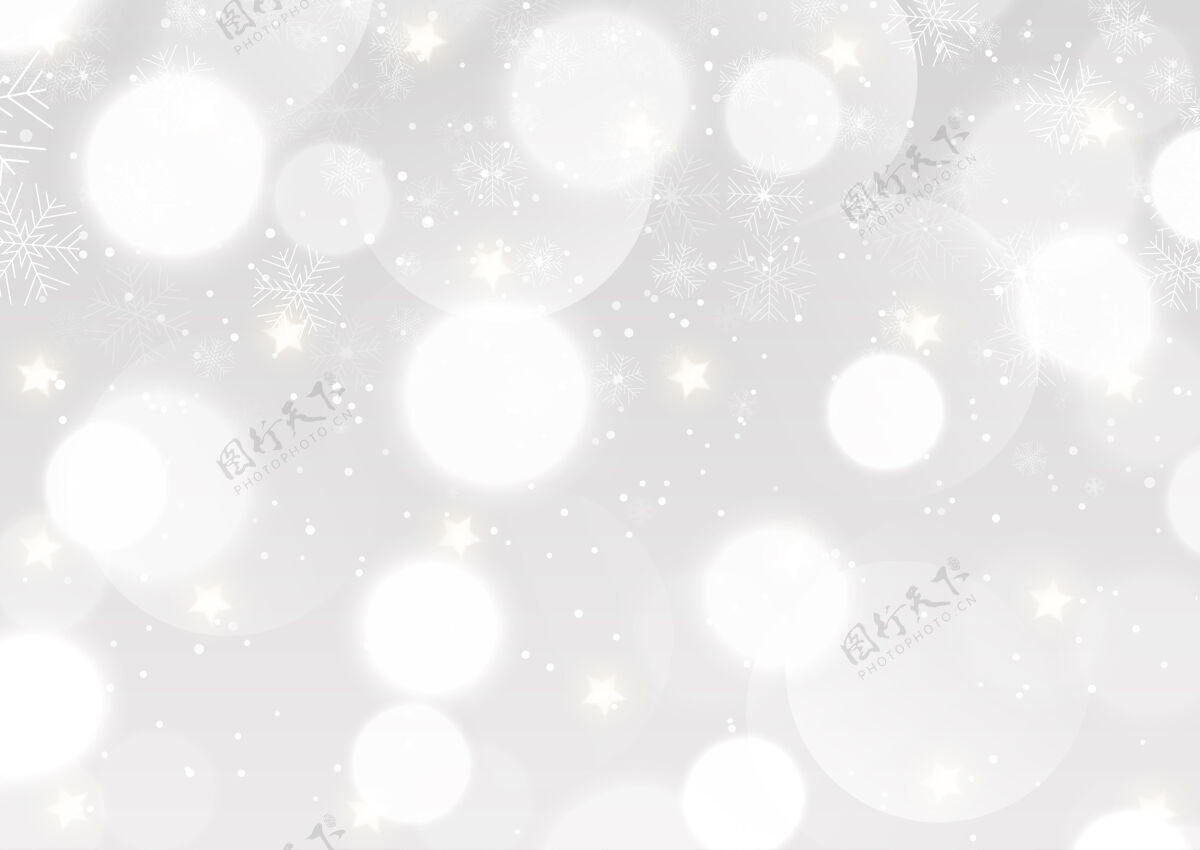 圣诞节圣诞背景用银色的bokeh灯和雪花设计波基背景雪