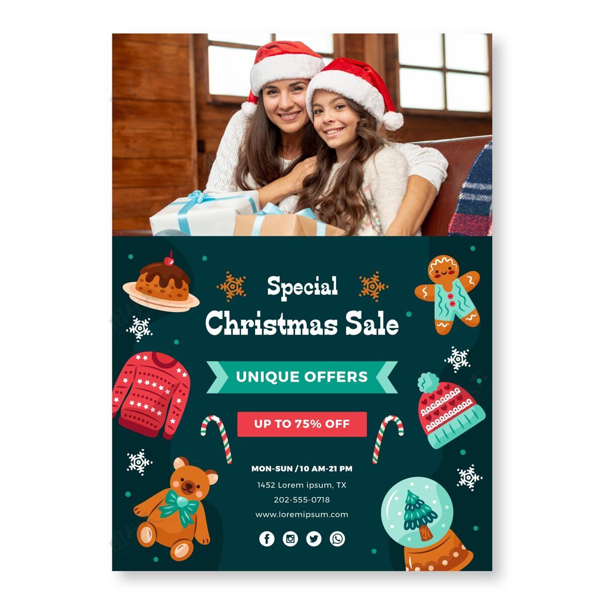圣诞销售圣诞促销海报模板圣诞折扣优惠