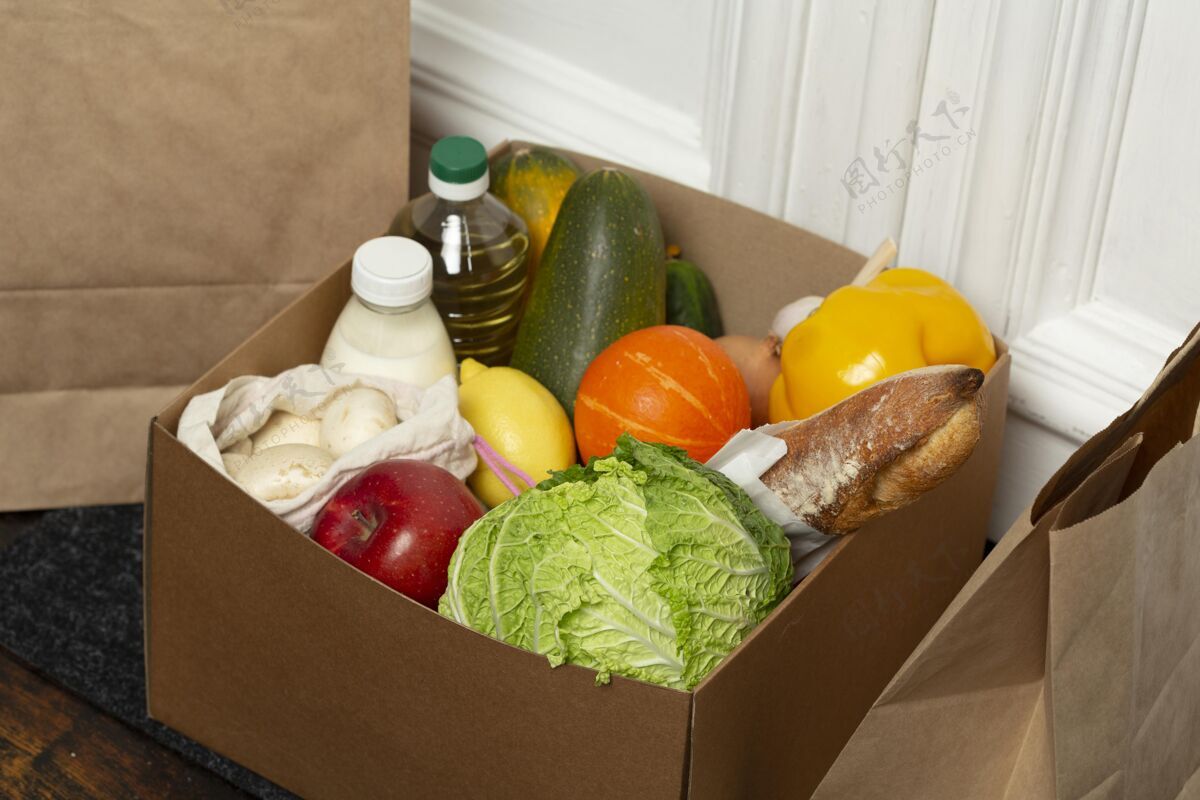 运输垫上的高角度蔬菜盒预防服务生活方式