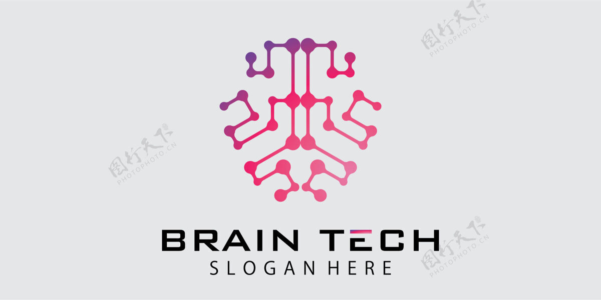 品牌标识科技大脑标志设计BulbAbstractLight