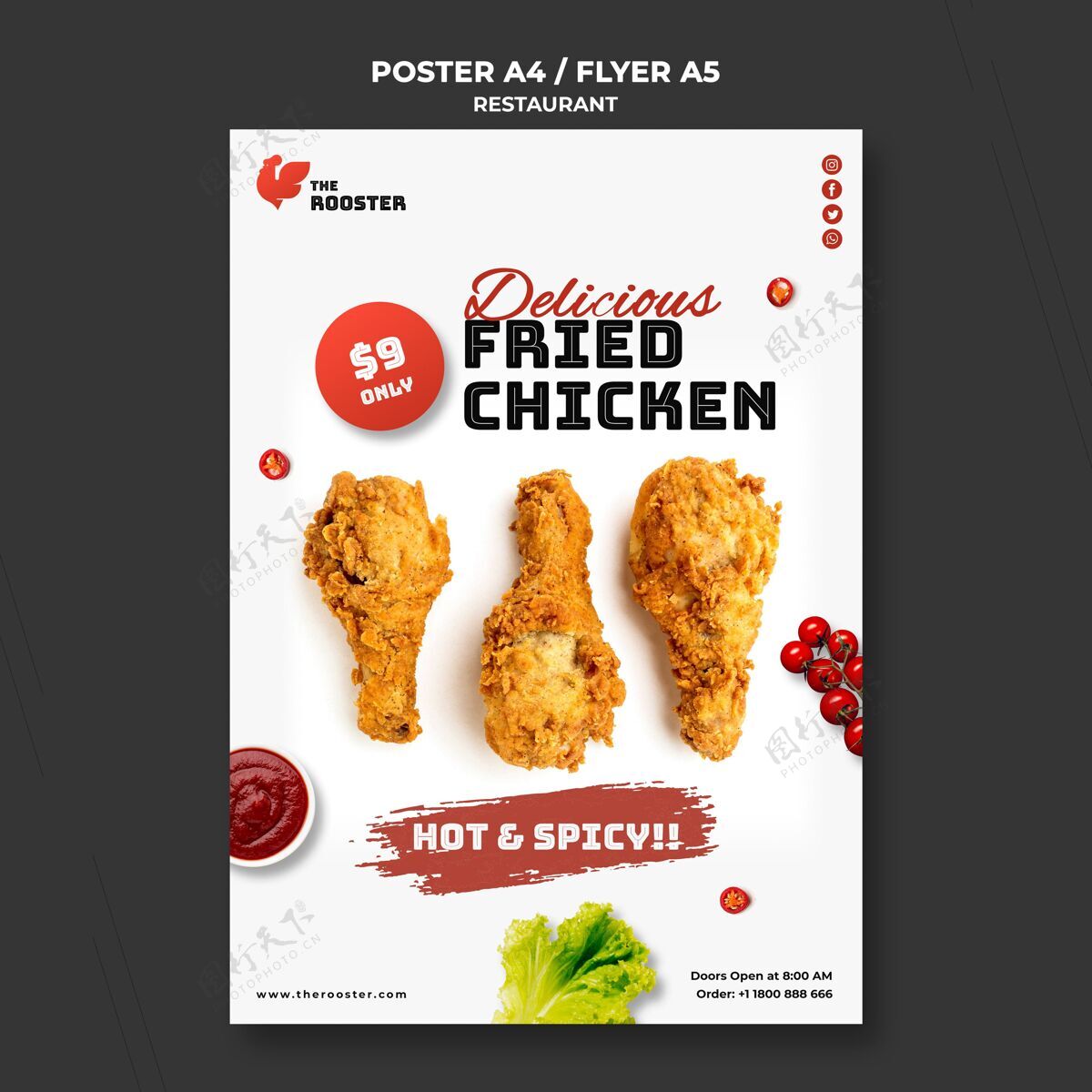 午餐带照片的快餐海报模板传单商务食品