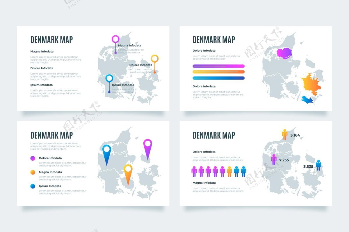模板渐变丹麦地图信息图地图图形信息图